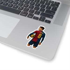 Adesivi fustellati Pedri a tema calcio, Pedri, adesivo da calcio Pedri Gonzales, adesivi per laptop, Pedri, adesivo Fc Barcelona, adesivo Pedri