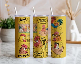 Funny Chicken 20oz Tumbler Wrap PNG | Sarcastic Rooster Farm Skinny Tumbler Sublimation Design | Digital Download