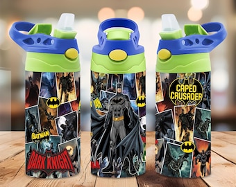 Dark Bat Hero 12oz Sippy Cup Wrap PNG | Comic Superhero Kids Tumbler Sublimation Design | Digital Download