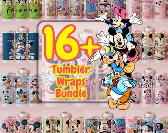 Mickey Mouse Friends 20oz Tumbler Wrap Bundle PNG | 16+ Cartoon Character Sublimation Designs | Digital Download