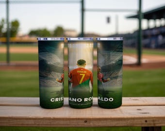 Cristiano Ronaldo 20oz Tumbler Wrap PNG | Football Legend Skinny Tumbler Sublimation Design Soccer Fan Digital Download
