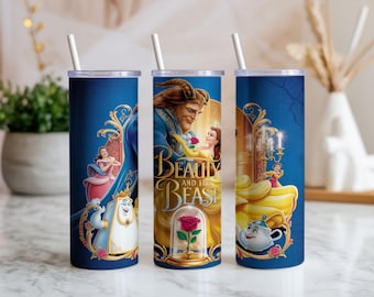 Beauty And The Beast Tumbler Wrap: 20oz Skinny Tumbler PNG Design | Fairytale Princess Digital Download