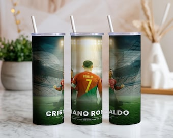 Cristiano Ronaldo 20oz Tumbler Wrap PNG | Football Legend Skinny Tumbler Sublimation Design Soccer Fan Digital Download