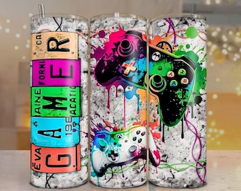 Game Tumbler Wrap PNG: 20oz Sublimation Design (Digital Download, Pack of 2)
