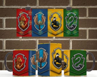 Harry Potter 11oz 15oz Mug Wrap PNG | Hogwarts House Coffee Mug Seamless Sublimation Design | Digital Download PNG File