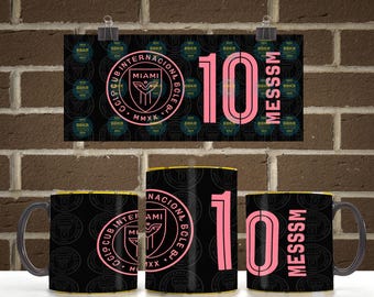Pink Messi 11oz 15oz Mug Wrap PNG | Soccer Player Coffee Mug Seamless Sublimation Design | Digital Download PNG File