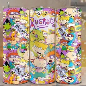 Rugrats Tumbler Wrap PNG, 90s Cartoon Sublimation Design, 20oz Skinny Digital Download, Bright Retro Fan Art