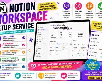 Notion Workspace Setup Service Custom Dashboards CRM Project Management and Business Systems