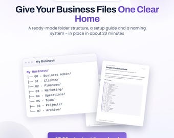 Google Drive Setup Starter Kit, Small Business Folder Structure Template, File Organization System, Instant Digital Download
