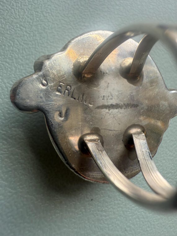 Vintage Navajo Sterling 925 Turquoise Statement R… - image 8