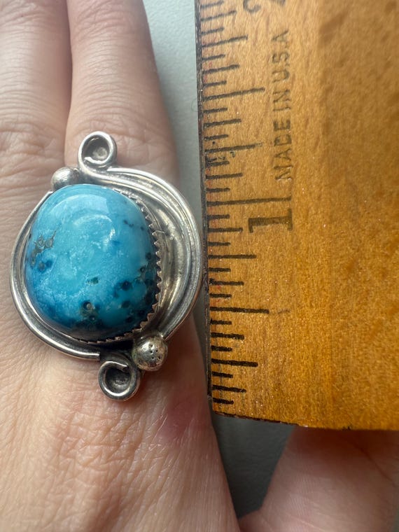 Vintage Navajo Sterling 925 Turquoise Statement R… - image 7