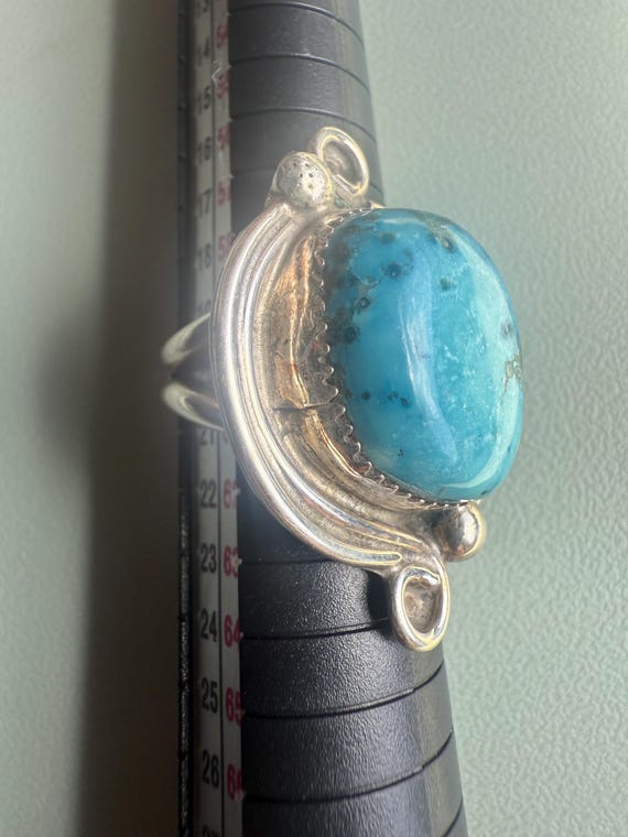 Vintage Navajo Sterling 925 Turquoise Statement R… - image 2