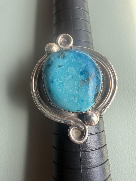 Vintage Navajo Sterling 925 Turquoise Statement R… - image 1
