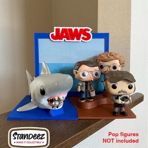 Jaws multi figure DISPLAY ONLY- Premade display & stand with multi level platform to display multiple figures. Display base, back, AND print