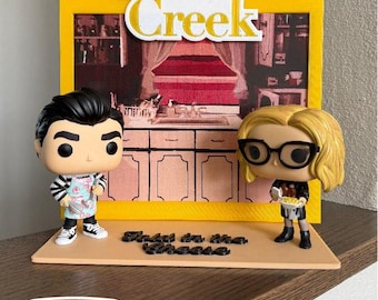 Schitt's Creek 3d printed Multi Figure Standee Display WITH letter sized background print (Figures NOT included)
