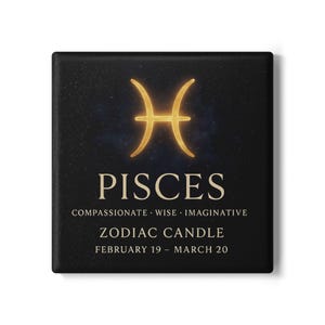Pisces Coaster, Astrology Gift, Zodiac Drink Mat, Ceramic Coaster Set, Birthday Present for Co-Worker, Horoscope Home Decor
