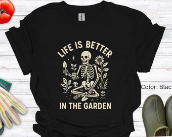 Skeleton Garden T-Shirt: Funny Boho Chic Gardening Tee