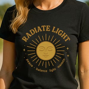 Celestial Boho Unisex Tee, Vintage Sun Shirt, Sunshine Graphic T-Shirt, Hippie Top, Cosmic Bohemian Shirt