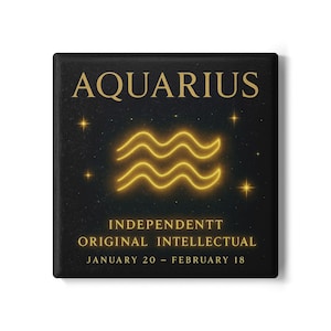 Aquarius Zodiac Ceramic Coaster, Astrology Gift for Co-Worker, Birthday Present, Drink Coaster, Housewarming Gift, Desk Decor