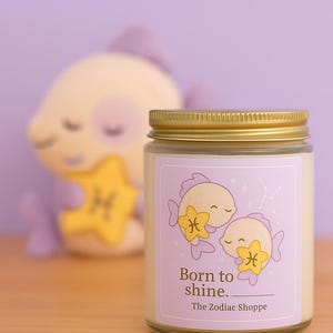 Lil Pisces Baby Candle, Nursery Decor, Shower Gift - Coconut Apricot Wax, Zodiac Candle, Astrology Gift, Baby Shower Favor, New