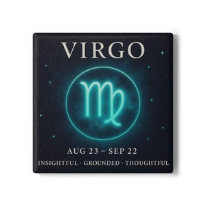 Virgo Ceramic Coaster, Zodiac Astrology Birthday Gift, Unique Design Drink Mat, Horoscope Home Decor, Astrological Sign Table Coaster