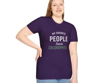 Camiseta para amantes de las plantas: "Mis personas favoritas tienen clorofila". Divertida camiseta de jardinería. Regalo botánico para mamás amantes de las plantas y la naturaleza.
