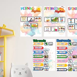 Editable and printable Visual Schedule & Rhythm Board for Kids | Canva Template | SEN Autism ADHD Routine Chart | Customizable Daily Planner
