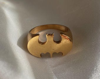 Vintage Brass Batman Ring, Vintage Costume Jewelry
