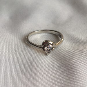 Vintage Silver Tone Rhinestone Ring, Silver Costume Jewelry