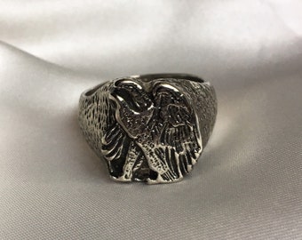 Chunky Vintage Silver Tone Bird Ring, Vintage Men’s Ring, Size 10.75