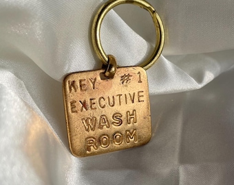 Vintage Brass Executive Wash Room Keychain