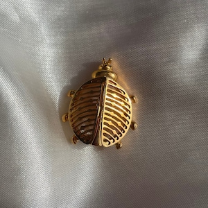 Vintage Gold Tone Beetle Pin Brooch, Retro Insect Jewelry