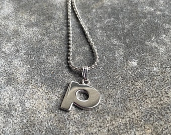Vintage Silver Tone P Initial Necklace, Vintage 1970s Biagi Jewelry