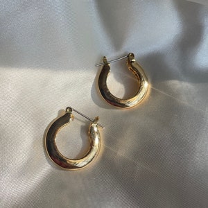 Vintage Gold Tone Hoop Earrings, Retro Costume Jewelry