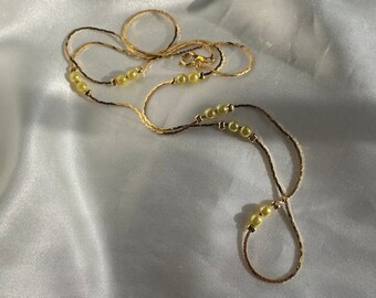 Vintage Gold Tone Chain Necklace with Yellow Beads, Retro Costume Jewelry