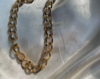 Vintage Gold Tone Chain Necklace, Retro Monet Costume Jewelry