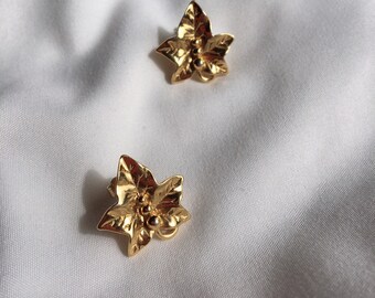 Autumn Leaves Earrings14 KT Gold Plate Leaf Earrings New Old Stock New Vintage Jewelry