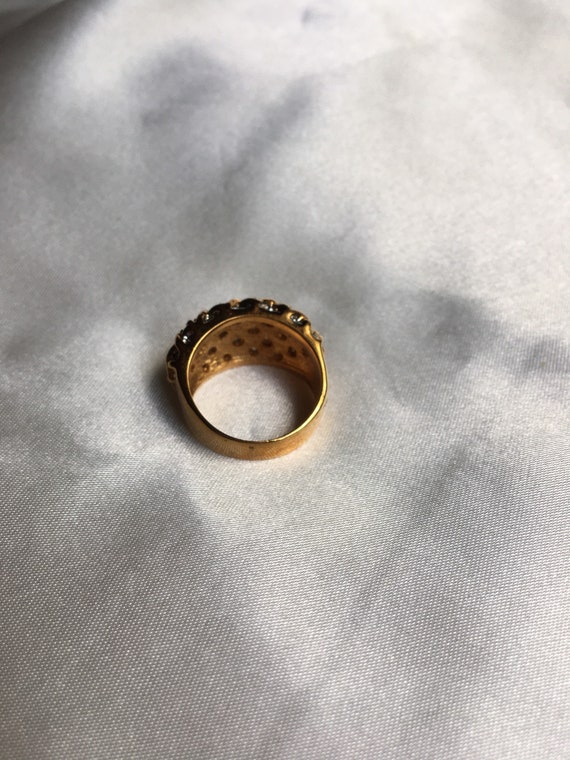 Chunky Vintage Gold Plated Rhinestone Ring, Vinta… - image 8