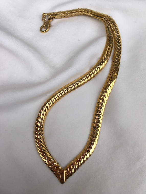 Joan Rivers Vintage Gold Chevron V Chain Necklace,