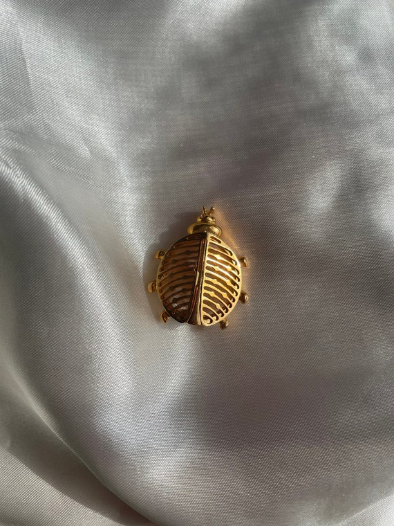 Vintage Gold Tone Beetle Pin Brooch, Retro Insect… - image 1
