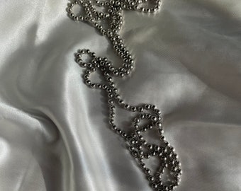 Vintage Silver Tone Ball Chain Necklace, Retro Costume Jewelry