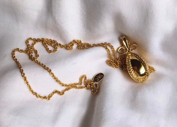 Joan Rivers Vintage Faberge Gold Egg Necklace, Sig