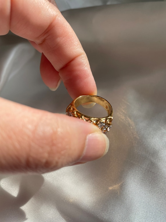 Chunky Vintage Gold Plated Rhinestone Ring, Vinta… - image 5