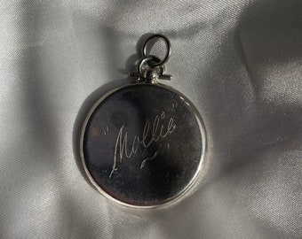 Vintage Silver Tone Mollie Name Pendant, Silver Costume Jewelry, No Chain Included