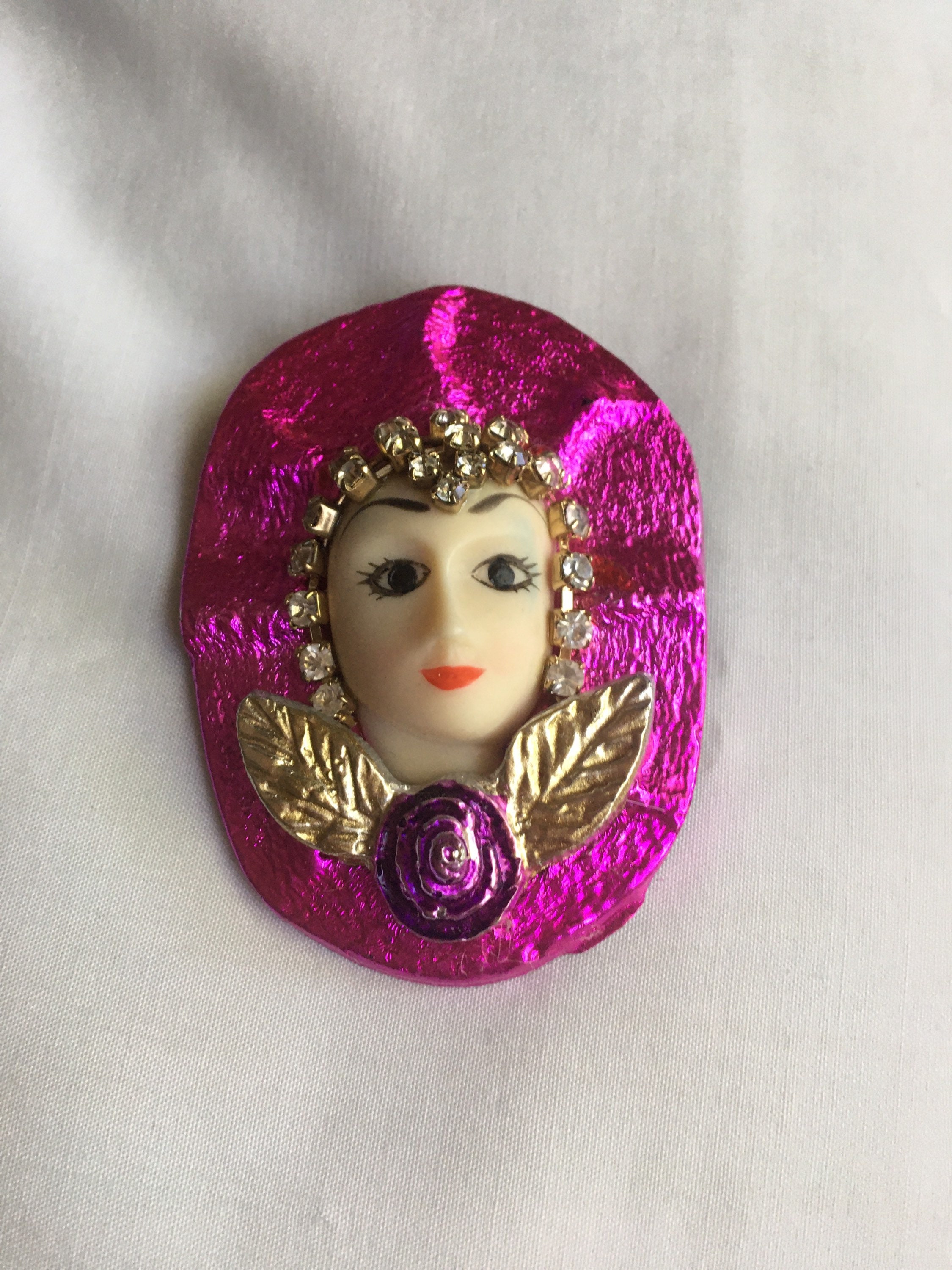 Vintage Lady Face Brooch Pin Flapper Brooch Weird Creepy Etsy