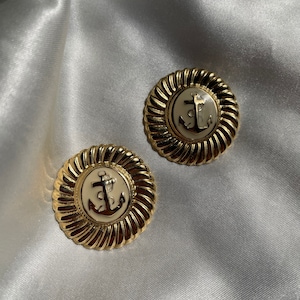 Vintage Bluette Gold Anchor Shoe Clips, Shoe Accessories, Shoe Jewelry, Retro Costume Jewelry