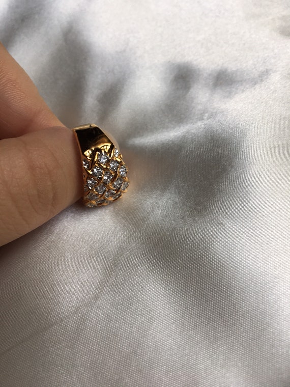 Chunky Vintage Gold Plated Rhinestone Ring, Vinta… - image 7