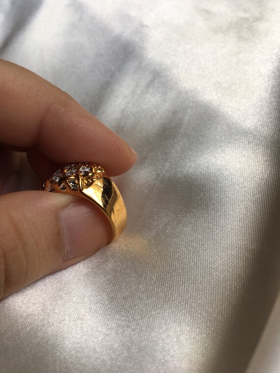Chunky Vintage Gold Plated Rhinestone Ring, Vinta… - image 6