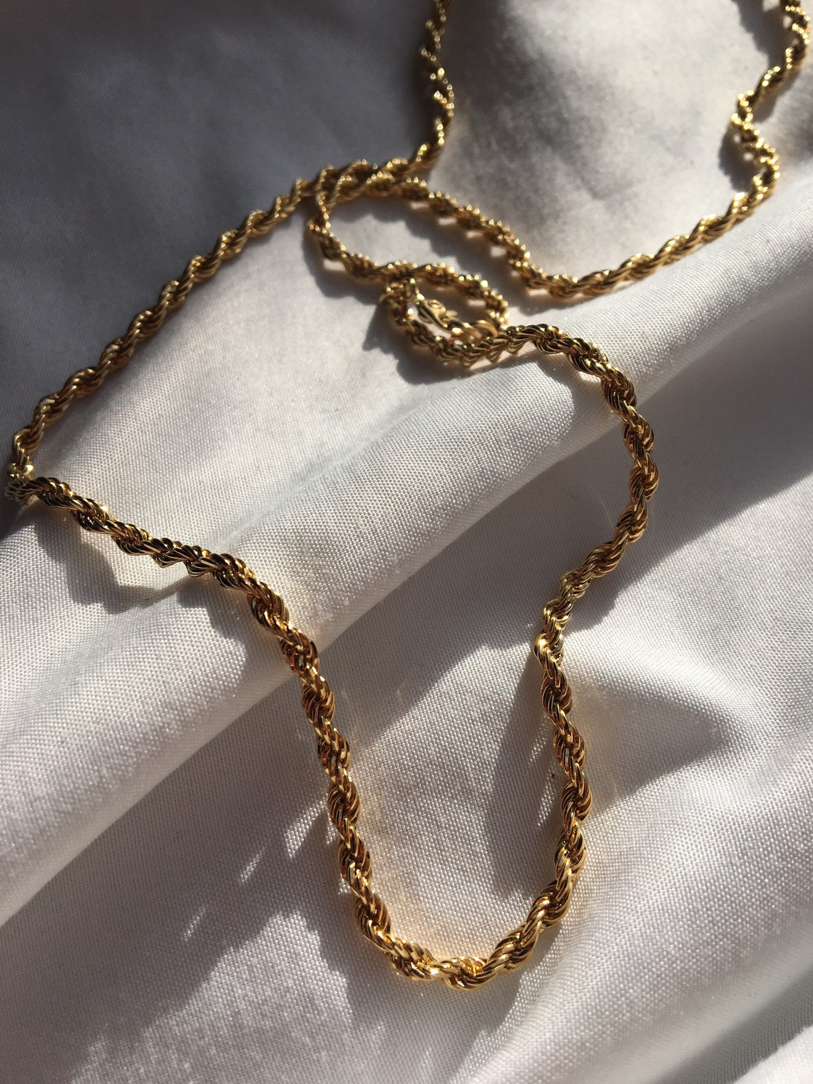 Vintage Gold Rope Chain Necklace Jewelry Etsy