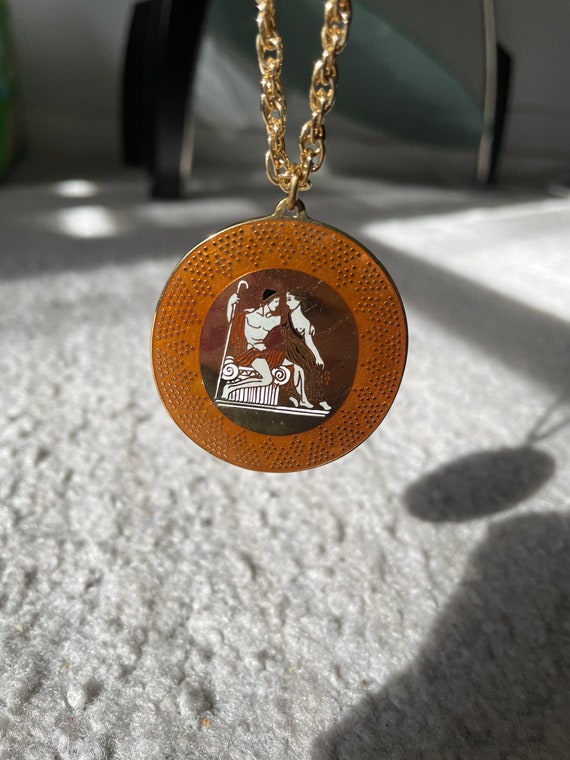 Vintage Gold Ancient Roman Cloisonne Pendant Neck… - image 8